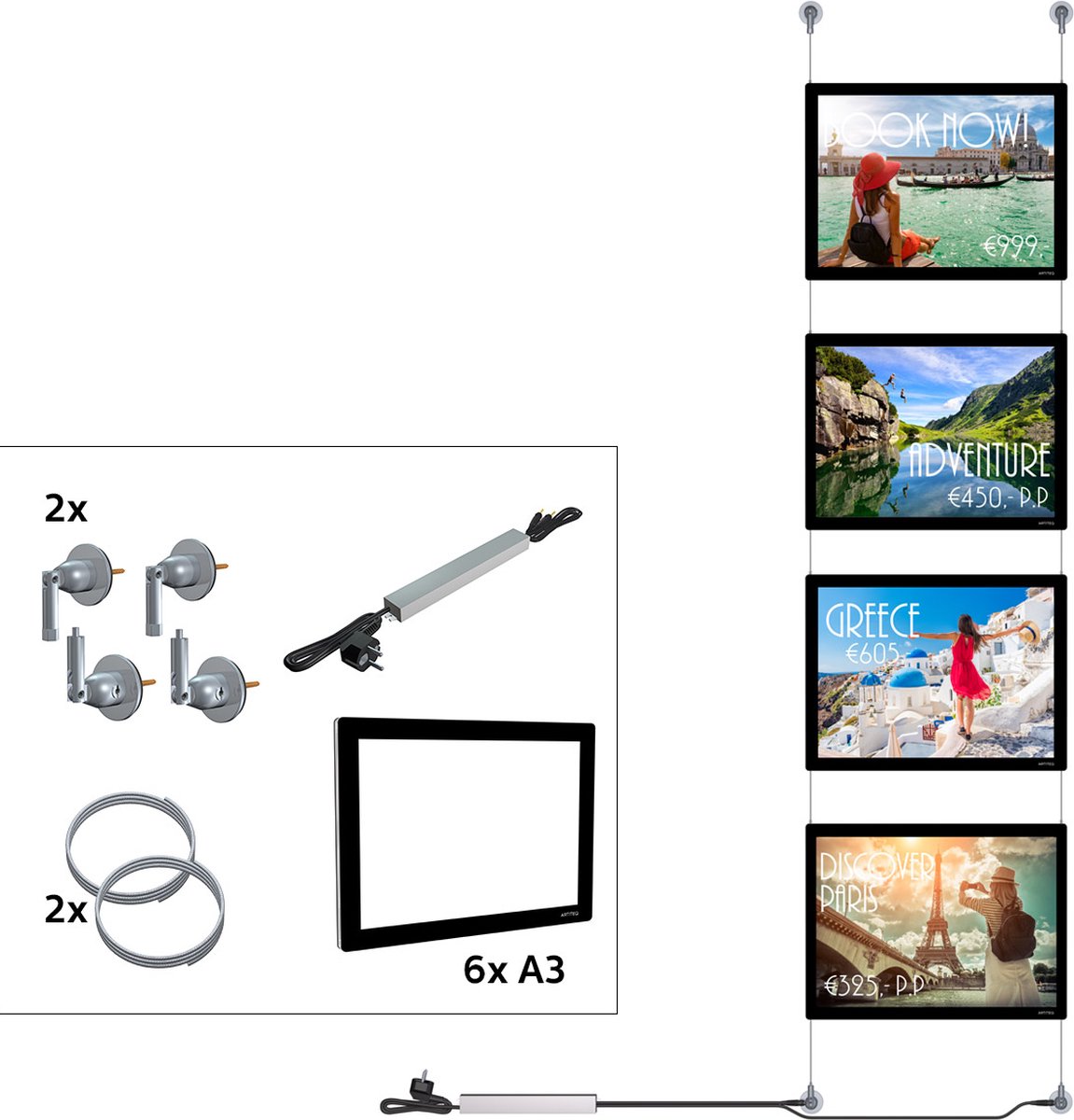 Artiteq Schilderij Ophangsysteem 6x A3 All-in-one Display It Led Fixed