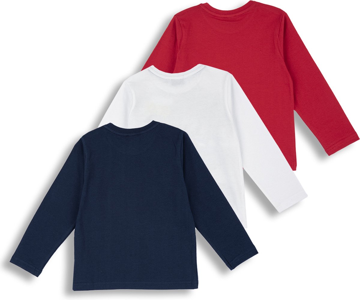 Set van 3 t-shirts met lange mouwen, tekst op de borst camel
