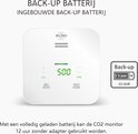 CO2 monitor met ingebouwde back-up batterij. Geeft '500' CO2 PPM aan. Met 5 jaar batterij en 12 uur gebruik.