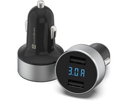Luxebass Autolader Snel lader - Oplader -Dual USB Ports - Met LED scherm - 36W - Snel laden in de auto - LB-N331