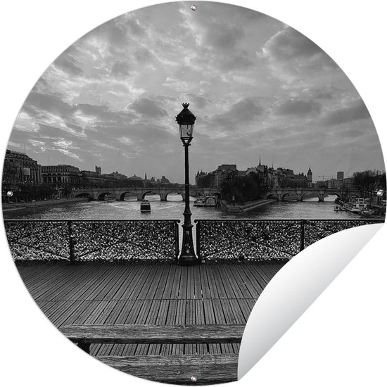 Tuincirkel Pond des arts in Parijs - zwart wit - Ronde Tuinposter - Buiten