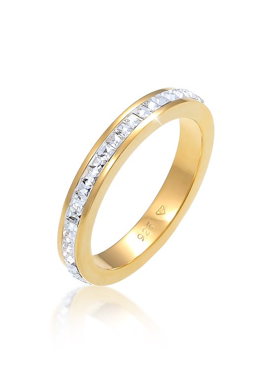 Elli PREMIUM Dames Ring Dames Elegant Basic met Kristallen in 925 Sterling Zilver