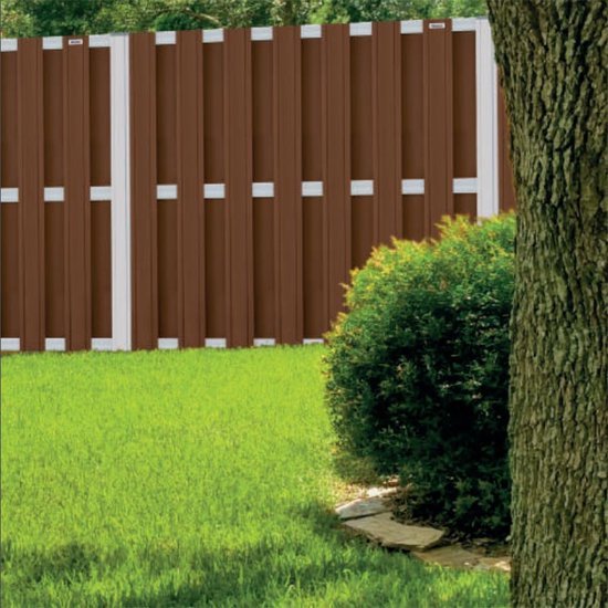 Clôture en composite Design marron foncé avec cadre en aluminium vierge (180 x 180 cm)