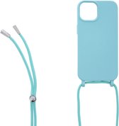 Ketting silicone telefoonhoesje Geschikt voor: iPhone 14 Pro - TPU - Silicone - Turquoise - ZT Accessoires