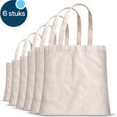 STFF & Co® Sac en Coton Naturel - Sac en Toile Non Imprimé 6 Pièces - Sac Fourre-Tout 100% Katoen - Sac Cabas Shopping Bag Set - DIY Big Shopper