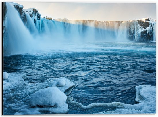 WallClassics - Dibond - Goðafoss Watervallen in IJsland - 40x30 cm Foto op Aluminium (Met Ophangsysteem)