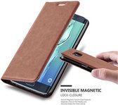 Cadorabo Hoesje voor Samsung Galaxy S6 EDGE in CAPPUCCINO BRUIN - Beschermhoes met magnetische sluiting, standfunctie en kaartvakje Book Case Cover Etui