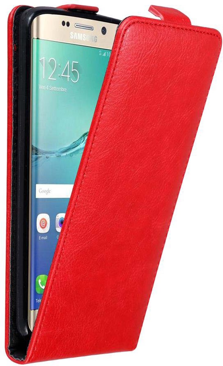 Cadorabo Hoesje voor Samsung Galaxy S6 EDGE PLUS in APPEL ROOD - Beschermhoes in flip design Case Cover met magnetische sluiting