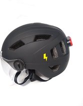 HelmpY - Snorfiets en Speed Pedelec Helm - EU Goedgekeurd - Led verlichting - Unisex - afneembaar vizier - wasbare paddings