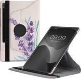 kwmobile hoes geschikt voor Samsung Galaxy Tab S7 Plus / Tab S7 FE - 360 graden tablethoes - Lavendelbloemen design - paars / turquoise / paars