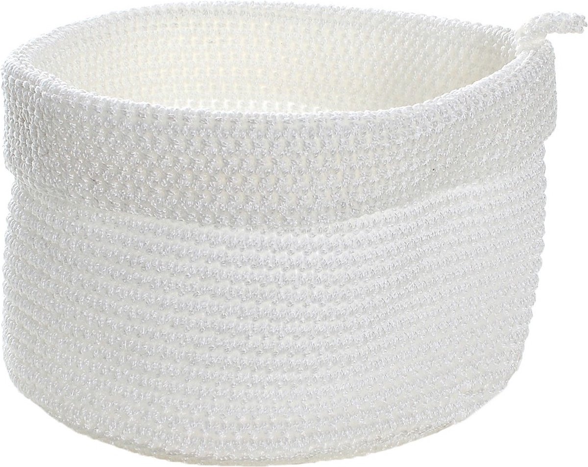 Casâme - Ronde gehaakte mand wit groot - Wit - L20 x B20 x H17 cm