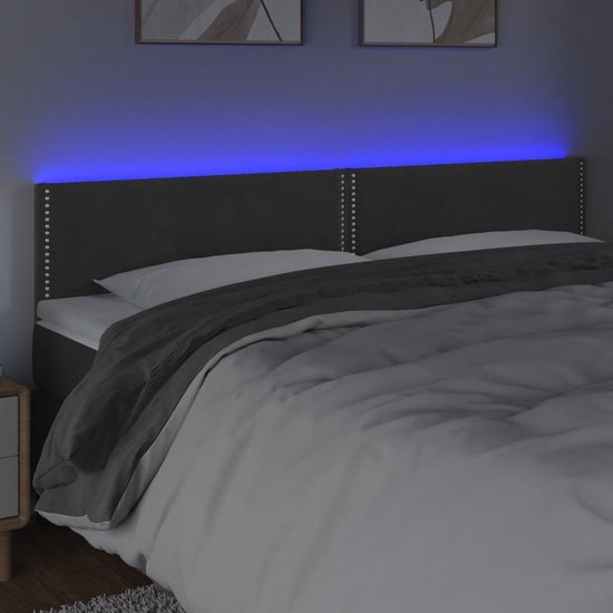 vidaXL - Hoofdbord - LED - 200x5x78/88 - cm - stof - crèmekleurig