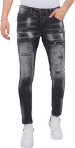 Distressed Jeans Stonewash Heren - Slim Fit -1087- Zwart