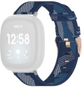 By Qubix geschikt voor Fitbit Versa 3 - Fitbit Versa 4 - Fitbit Sense 1 - Fitbit Sense 2 Canvas nylon bandje - Blauw Smartwatchbandje bandje Armband Polsband Strap Band Watchband