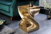 Sculpturale bijzettafel TWIST 30cm goud aluminium handgemaakte kruk nachtkastje