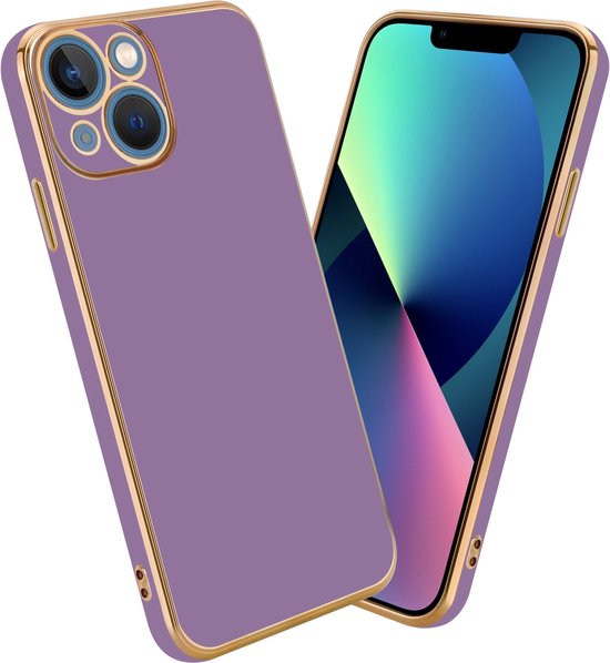 Coque Cadorabo pour Apple iPhone 14 PLUS en Violet Brillant - Or - Coque de protection en silicone TPU souple et avec protection pour appareil photo