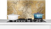 Spatscherm keuken 100x50 cm - Kookplaat achterwand Jungle - Kinderen - Goud - Kinderen - Dieren - Muurbeschermer - Spatwand fornuis - Hoogwaardig aluminium