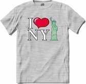 I Love New York | New York - Vintage - T-Shirt - Unisex - Donker Grijs - Gemêleerd - Maat L