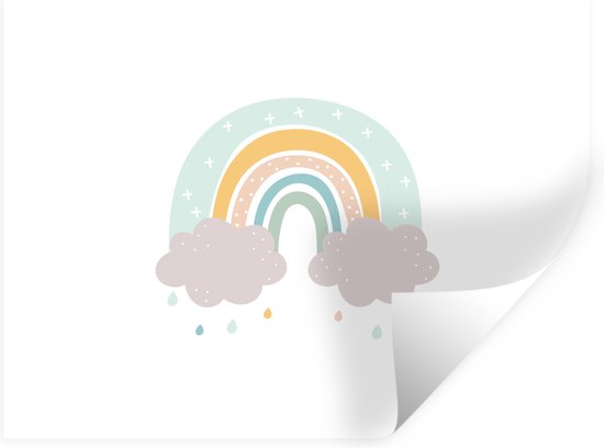 Aquarel regenboog met wolken en het woord regenboog erop | Premium Vector
