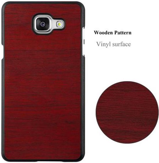 Coque Cadorabo pour Samsung Galaxy A3 2016 en WOODY RED - Coque rigide de protection aspect bois contre les rayures et les chocs