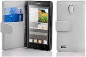 Cadorabo Hoesje geschikt voor Huawei ASCEND G700 in MAGNESIUM WIT - Beschermhoes van getextureerd kunstleder en kaartvakje Book Case Cover Etui