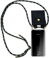 Cadorabo Hoesje geschikt voor Huawei MATE 20 LITE in CAMOUFLAGE - Silicone Mobiele telefoon ketting beschermhoes met gouden ringen, koordriem en afneembare etui