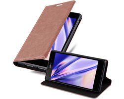 Cadorabo Hoesje geschikt voor Sony Xperia Z1 in CAPPUCCINO BRUIN - Beschermhoes met magnetische sluiting, standfunctie en kaartvakje Book Case Cover Etui