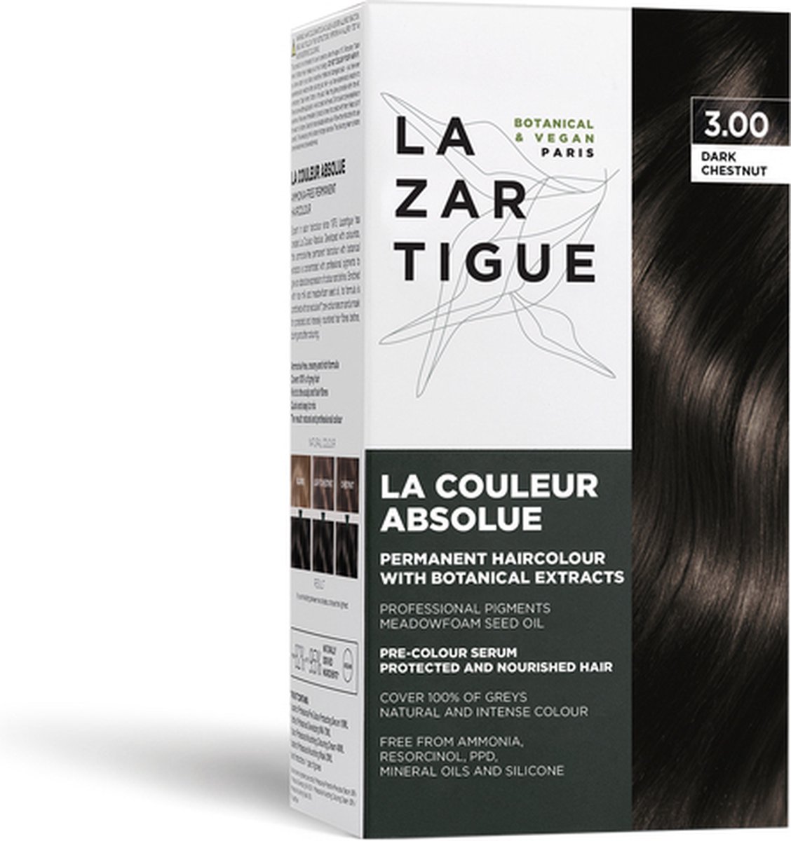 Lazartigue Pakket La Couleur Absolue Permanent Haircolour 3.00 Dark Chestnut