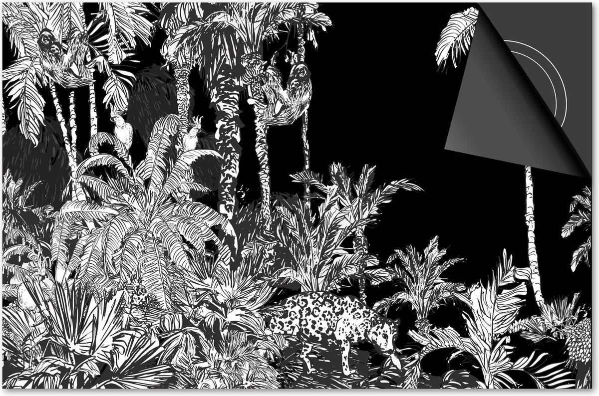 Inductie beschermer 90x52 - afdekplaat inductie mat - Dietrix Kookplaat beschermer - Exclusief - Jungle Tekening Dieren