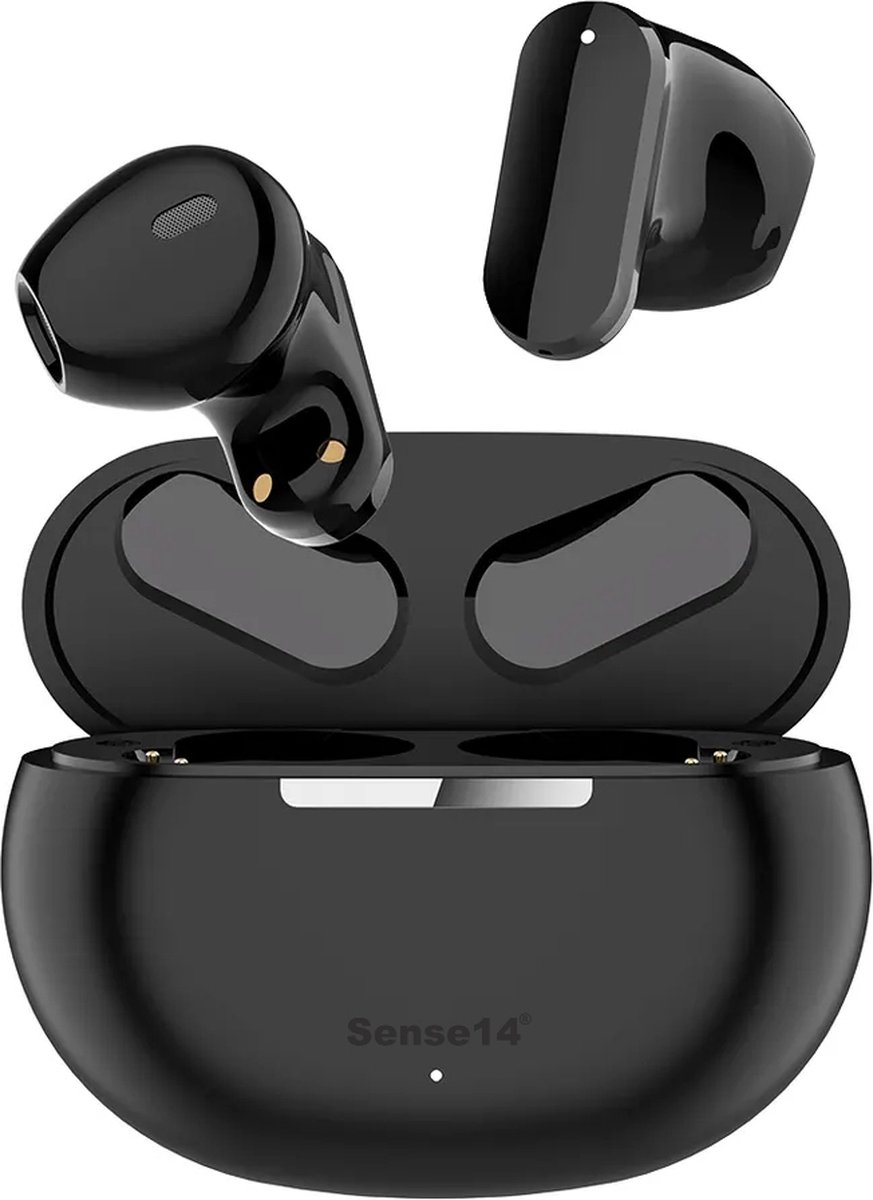 Sense14 T18 – Mini Oordopjes Draadloos - ZWART – In Ear Oortjes - USB C – Bluetooth 5.3 – Sport & Gaming - 20 uur Luistertijd