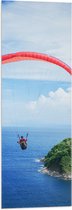 WallClassics - Vlag - Zweefvlieger boven het Water - 30x90 cm Foto op Polyester Vlag