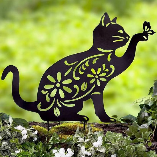 Piquet de Jardin en métal rouillé - Décoration de Jardin en Forme de Chat :  : Jardin