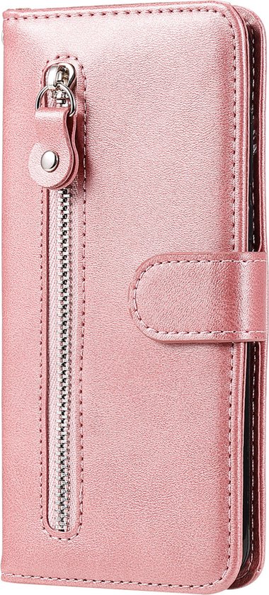 Hoesje geschikt voor Xiaomi Redmi Note 10 5G - Bookcase - Pasjeshouder - Portemonnee - Rits - Kunstleer - Rose Goud