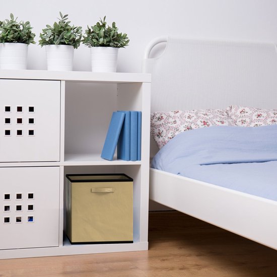 Intirilife 6x boîte de rangement pliable en tissu beige - boîte de collecte multifonctionnelle à combiner avec des armoires ou des étagères