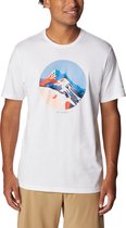 Columbia Path Lake T Shirt Heren met Print - Outdoorshirt met Korte Mouwen - Zweetafvoerende Stof - Wit - Maat XXL