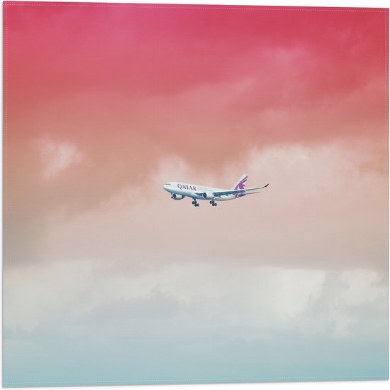 WallClassics - Drapeau - Avion dans un ciel aux couleurs vives - Photo 50x50 cm sur drapeau en polyester