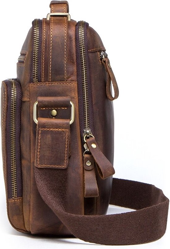 UBORSE schoudertas voor heren, casual leren schoudertas, vintage