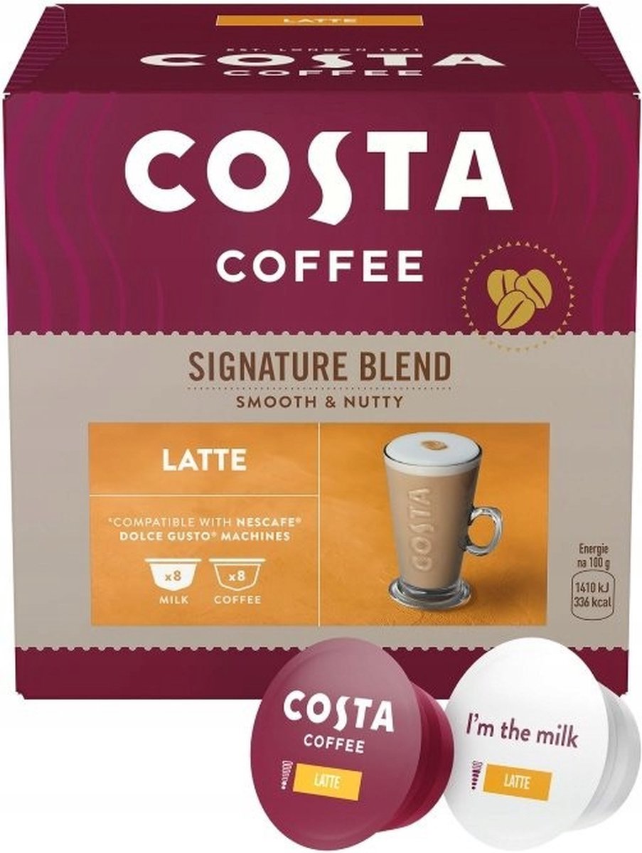 Costa Coffee Signature Blend-capsules, compatibel met Dolce Gusto LATTE / 48 capsules