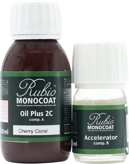 Rubio Monocoat Oil Plus 2C - Huile pour bois écologique en 1 couche pour Binnenshuis - Coral Cherry , 130 ml