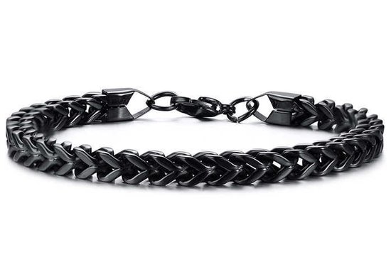 Vossenstaart Armband - 5mm - Zwart - Armbanden Heren Dames - Cadeau voor Man - Mannen Cadeautjes