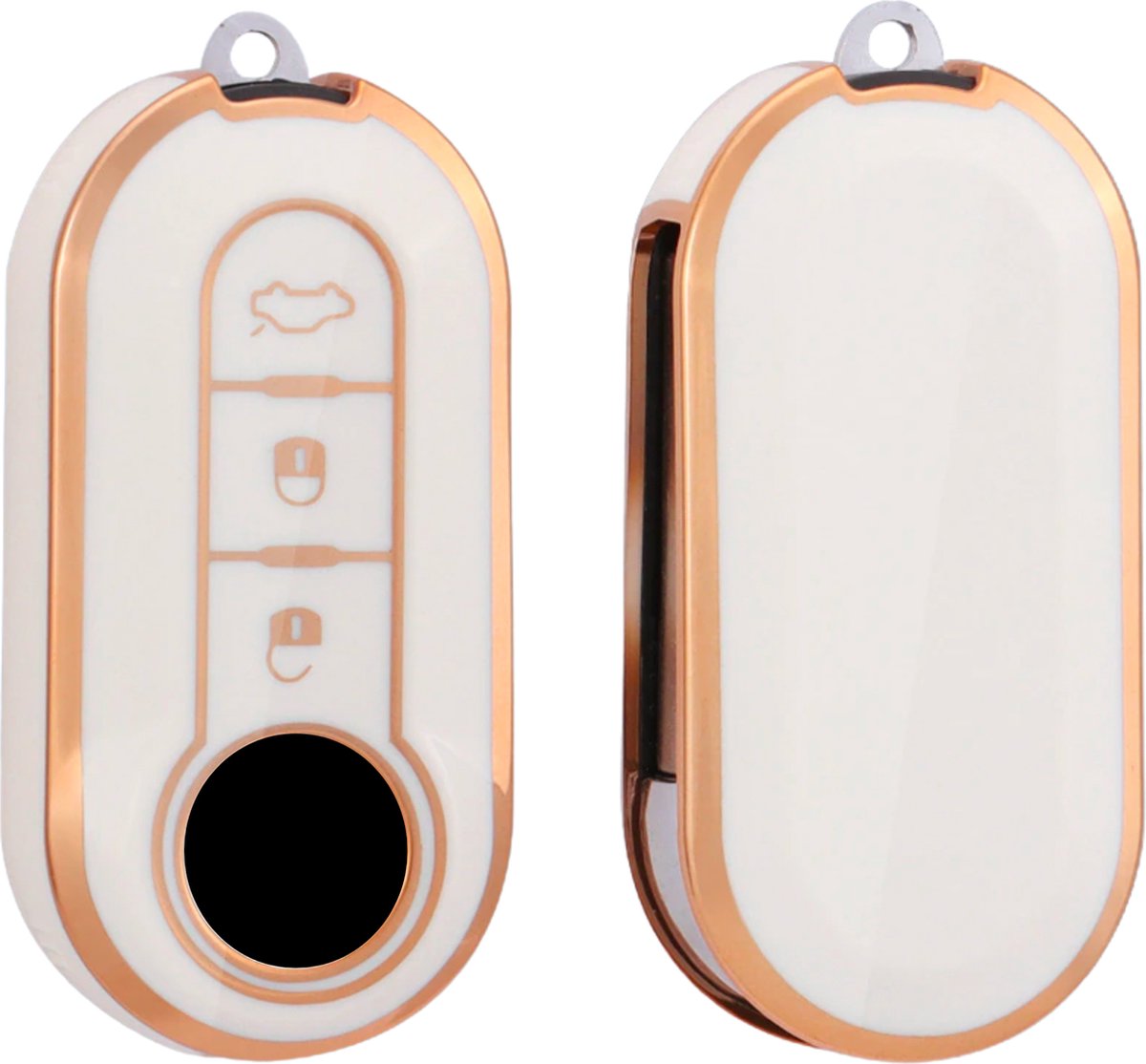 ontto Autosleutelhoes geschikt voor FIAT Ducato 500 500L Panda Ypsilon Punto Lancia Musa Stilo Delta klapsleutel sleutelhoes TPU beschermhoes sleutelhanger sleuteletui 3 toetsen C zwart
