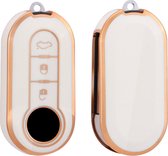 Étui de clé en TPU souple - Or Goud Wit - Étui de clé adapté pour Fiat 500 / 500L / 500X / 500C / Panda / Punto / Stilo - Étui de clé - Accessoires de vêtements pour bébé de voiture