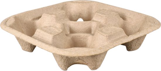 Biodore Draagtray - 4 bekers - 217x217x48mm - papierpulp - 50 stuks ...