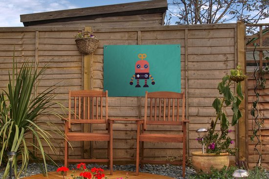 Décoration de jardin Robot - Jouets - Visage - Rose - Garçons - Enfants - 60x40 cm - Affiche de jardin - Toile de jardin - Affiche d'extérieur