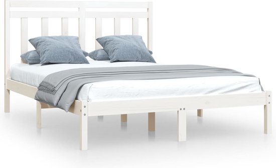 Maison Exclusive Bedframe Massief Hout Wit 160x200 Cm Bol maison-exclusive-bedframe-massief-hout-wit-160x200-cm-bol