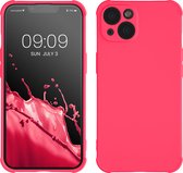 kwmobile flexibel telefoonhoesje van TPU - geschikt voor Apple iPhone 13 / iPhone 14 - Anti-slip back cover voor smartphone - In neon roze