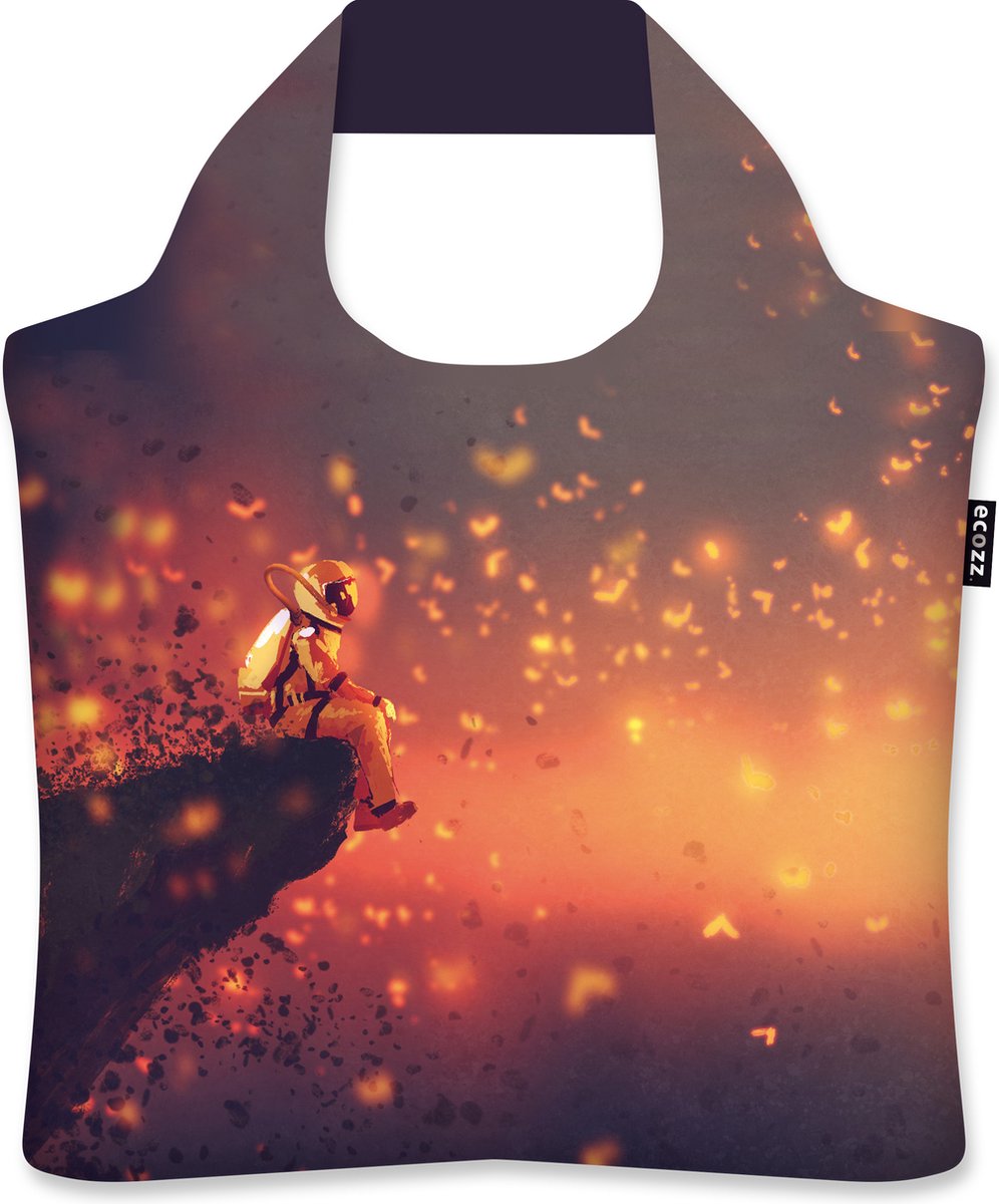 Ecozz - Tithi Luadthong - Astronaut - 100% gerecycled (rPet) – Öko-Tex - Voorzien van rits - Afsluitbaar - Opvouwbare boodschappentas - Waterresistant – Shopper - Ecovriendelijk - Duurzaam - Ecoshopper