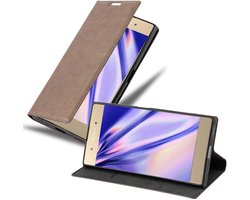 Cadorabo Hoesje geschikt voor Sony Xperia XA1 PLUS in KOFFIE BRUIN - Beschermhoes met magnetische sluiting, standfunctie en kaartvakje Book Case Cover Etui