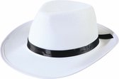 Toppers in concert - Boland - Verkleedkleding set witte gangster hoed en stropdas wit