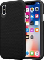 Cadorabo Hoesje geschikt voor Apple iPhone X / XS in DAHLIAS ZWART - Hybride beschermhoes geschikt voor buiten met extra grip en antislip oppervlak in driehoekig design, gemaakt van siliconen en kunststof